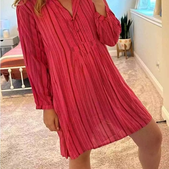 Natalie Martin Pink Striped Long Sleeve Mini Dress XS - Picture 6 of 6